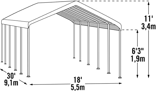 ShelterLogic 18' x 30' SuperMax Heavy Duty Steel Frame Canopy White