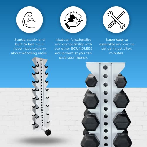 Synergy Custom Fitness 8-Tier Vertical Dumbbell Storage Rack - DBRK8 (Textured Black, Grey, White, Synergy Blue, Red, Orange, Yellow, Blue, Military Green, Military Tan)