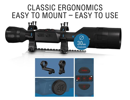 ATN ThOR 4 Thermal Rifle Scope 1.25-5x 384x288 with WiFi, Image Stabilization, Range Finder, Ballistic Calculator, Black