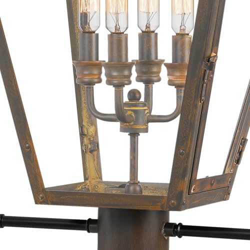 Quoizel Rue De Royal Outdoor Post Lantern 26 Inch 4-Light Industrial Bronze