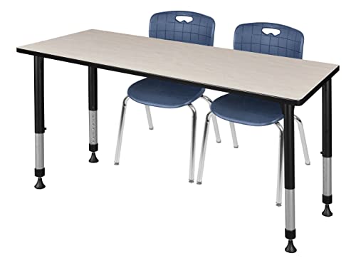 Regency Kee Height Adjustable Classroom Table Set with 18" Andy Chairs Maple/Navy