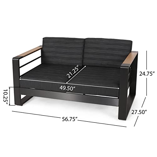 Christopher Knight Home Ostrander Outdoor Conversation Set Black Natural Dark Gray