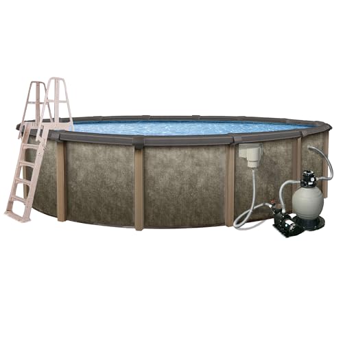 Blue Wave Riviera 18-ft Round 54-in Deep Above Ground Pool Package Browns