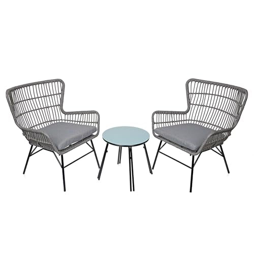 Alpine Corporation Outdoor Resin Wicker Conversation Set with Cushions
