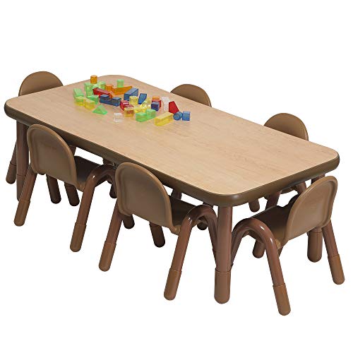 Angeles Baseline Preschool Rectangular Table & Chair Set Natural Wood