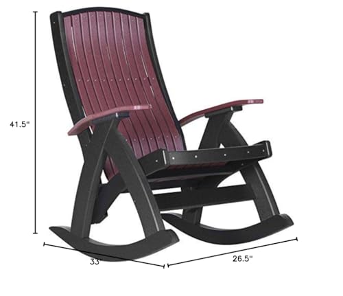 LuxCraft Poly Comfort Rocker Recycled Plastic Outdoor Rocking Chair Cherrywood & Black