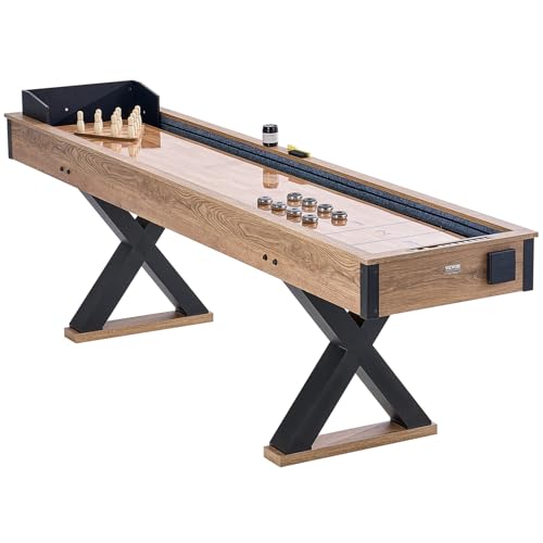 VEVOR 9ft Shuffleboard Table & Bowling Combo Black/Brown