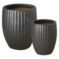 Emissary Matte Black Stoneware Round Planters Set of 2 21in. L x 25in. H