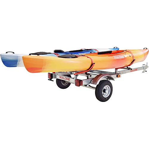 Malone EcoLight 2-Boat V-Rack Kayak Trailer Package Silver