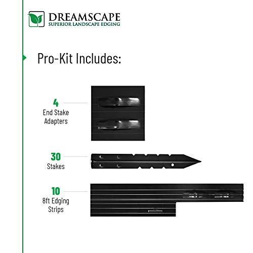 Dreamscape PRO Aluminum Landscape Edging - Easy Install Professional Border - 80ft Total - Black Anodized