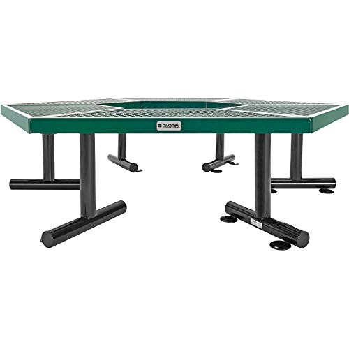 Global Industrial Hexagon Outdoor Tree Bench Expanded Metal 73" L x 63" W x 18" H Green