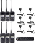 SR-Moto Motorola DTR700 50 Channel 1 Watt License Free Digital Two Way Radio with Speaker Microphone and Multi Unit Charger 6 Pack Black