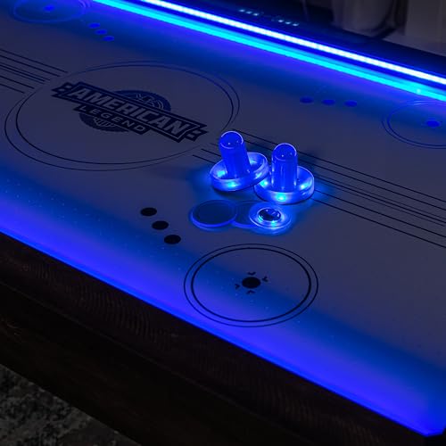 American Legend 72" Austin Air Hockey Table LED Rails Modern Walnut Finish Electronic Scoring Grey