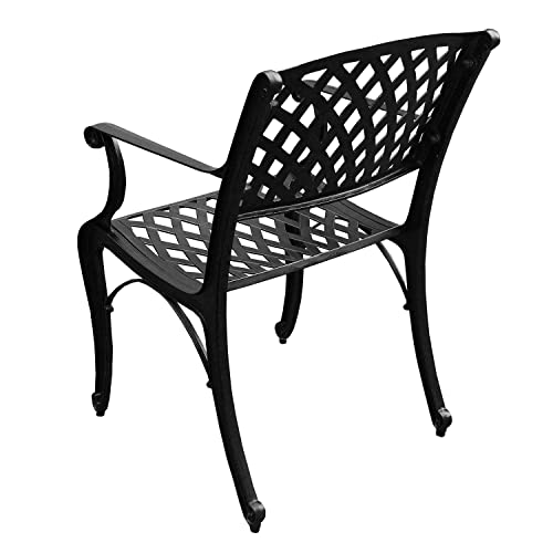 Oakland Living Modern Ornate Outdoor Mesh Aluminum 59-in Round Patio Dining Set with Six Chairs Black