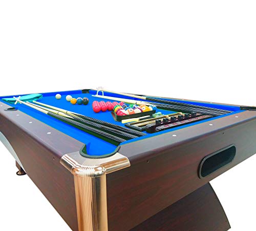 SIMBASHOPPING USA 8' Feet Billiard Pool Table Full Accessories Game Bellagio Blue 8FT with Benches Blue,Red