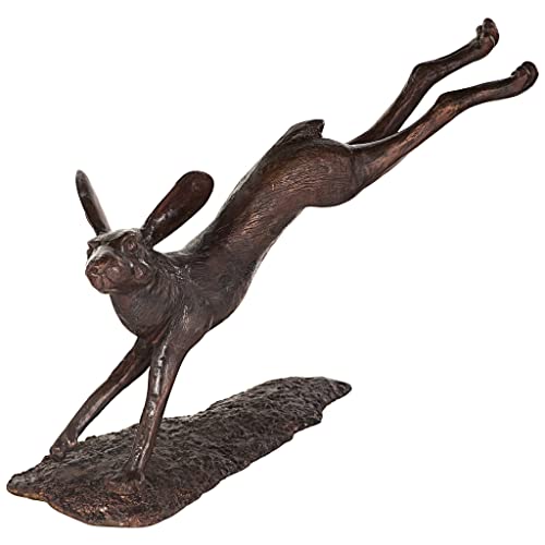 Design Toscano Leaping Hare Jumping Rabbit Cast Bronze Garden Statue Brown