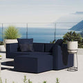 Modway Saybrook Patio Upholstered Loveseat and Ottoman Set Navy
