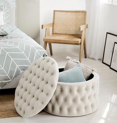 CYYTLFSD Round Storage Ottoman Grey