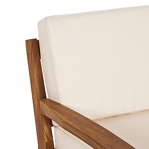 Christopher Knight Home Outdoor Acacia Wood Club Chairs with Cushions Set of 2 Teak Beige