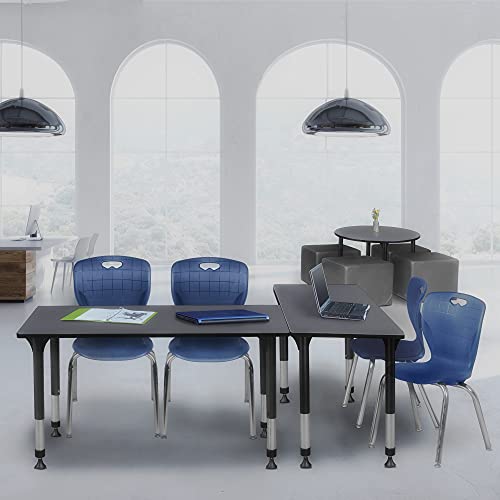 Regency Kee Adjustable Classroom Table Set with Two 18" Andy Chairs Grey/Navy