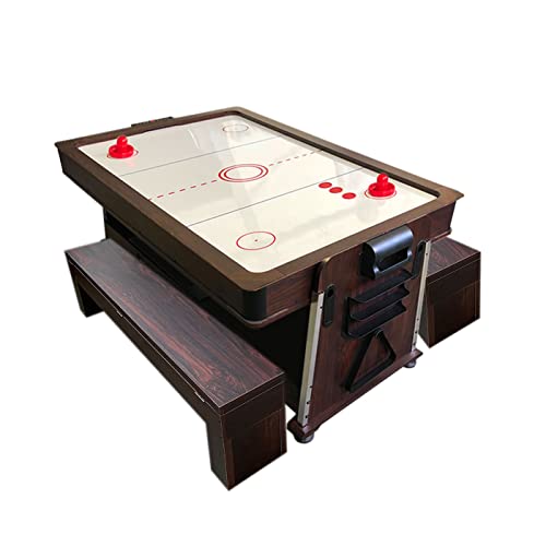 SIMBASHOPPING USA Pool Table 7FT Multigame Air Hockey + Table Tennis - Stark with Benches Green Brown