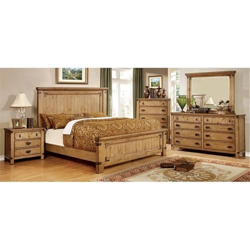 BOWERY HILL Transitional 3-Drawer Wood Nightstand Weathered Brown Elm