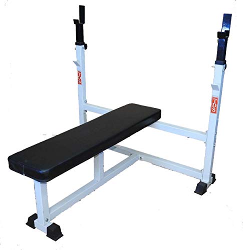 TDS Olympic Flat Bench Adjustable Uprights Deluxe Padding Black