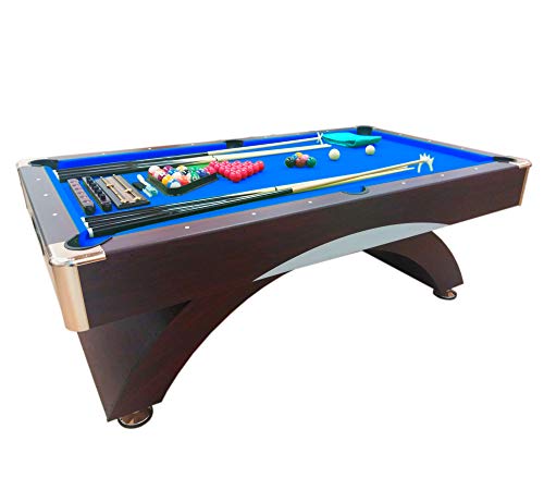 SIMBASHOPPING USA 8' Feet Billiard Pool Table Full Accessories Game Bellagio Blue 8FT with Benches Blue,Red