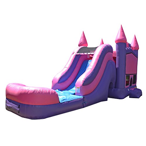 JumpOrange Commercial Inflatable Princess Bounce House Slide Combo with Blower Pink/Purple/Blue