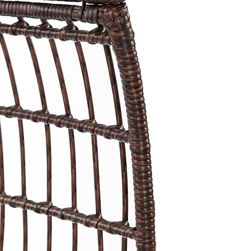 Flash Furniture Zola Oversized Wicker Egg Chair with 360° Swivel, High Back, 4 Cream Cushions/Brown Frame
