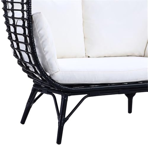 Acme Penelope Patio Lounge Chair Cream Fabric and Black Finish