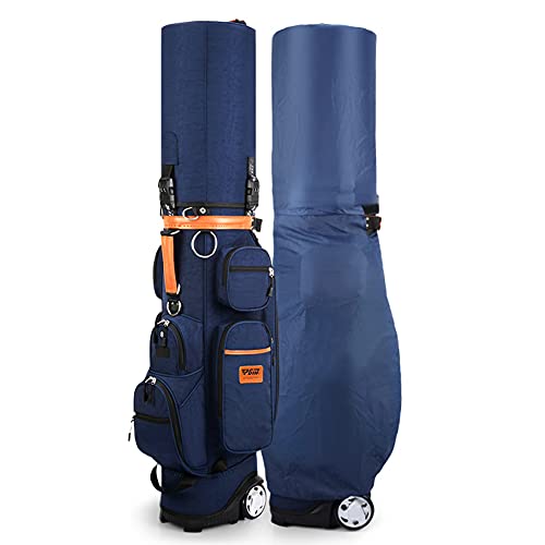ACXZ Golf Travel Bag with 10 Way Dividers, Rain Cover, Cooler & Shoe Pocket, Wheels Dark Blue
