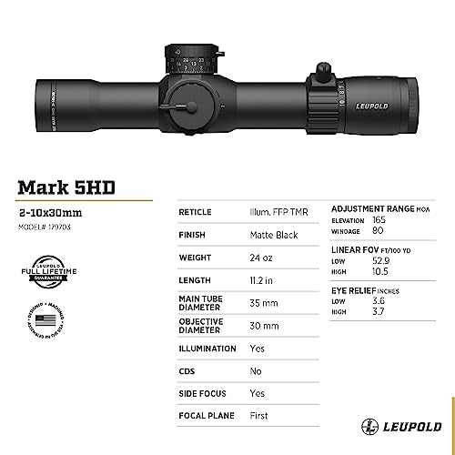 Leupold Mark 5HD 2-10x30 M5C3 FFP Illum. TMR Riflescope Matte Finish