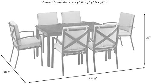 Crosley Furniture Kaplan 7-Piece Outdoor Dining Set Oiled Bronze with Oatmeal Cushions