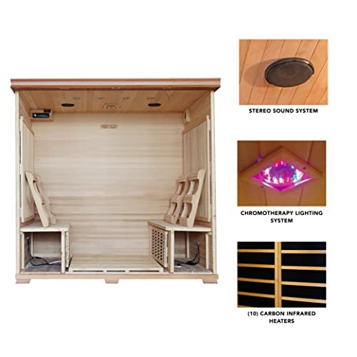 Blue Wave Radiant Saunas BSA1323 6 Cedar Carbon Infrared Sauna 5+ Person
