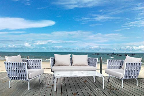 LeisureMod Spencer Loveseat with Cushions Light Grey