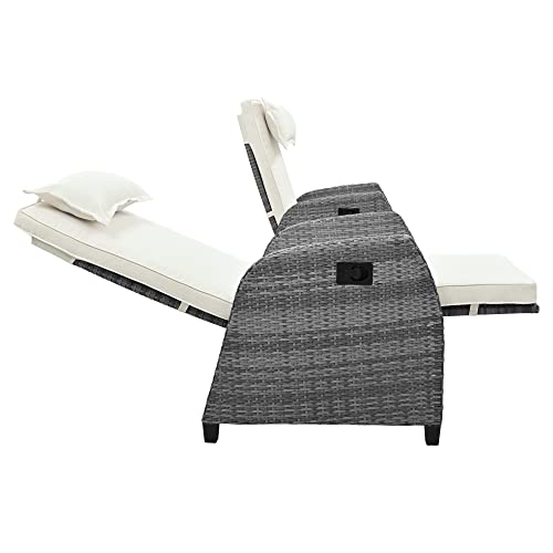 Miscoos 3-Piece Sofa Set with Coffee Table Outdoor Patio Furniture Off White