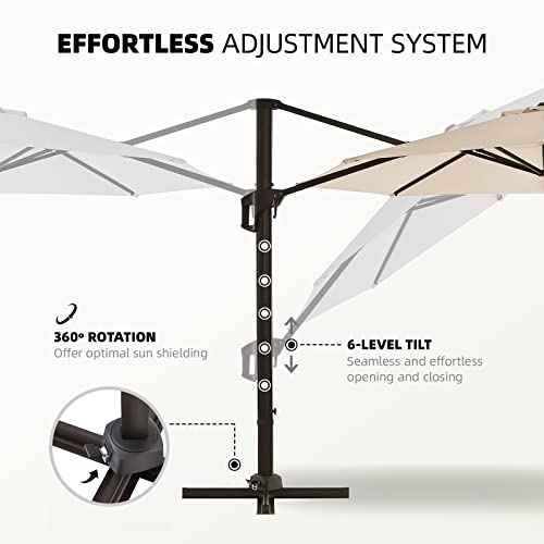 wikiwiki 11 FT Cantilever Patio Umbrella Tan