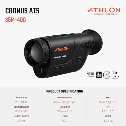 Athlon Optics Cronus ATS 35M-400 Thermal Monocular 400X300 @12 Μm Black