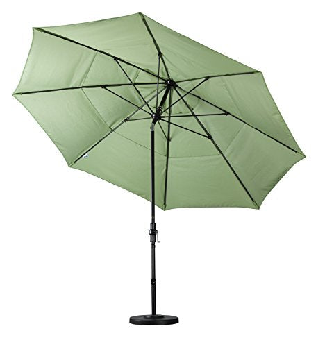 California Umbrella 11' Round Market Umbrella with Crank Lift and Collar Tilt, Black Pole, Black