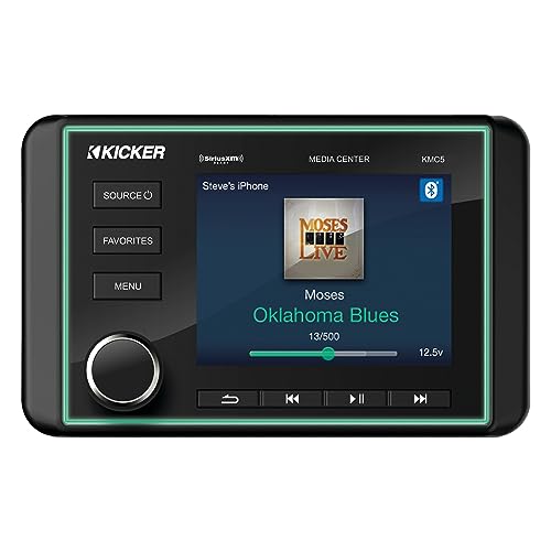 KICKER KMC5 Marine Bluetooth Receiver & 6X 8" Multicolor LED Boat Speakers with Remote
