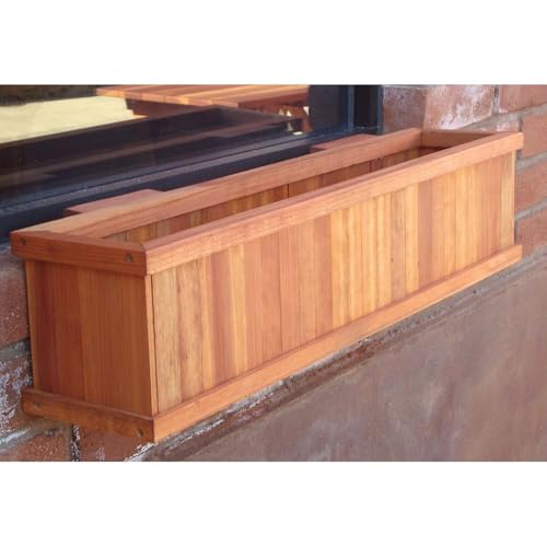 Best Redwood Window Planter Box 36 in Heart Stain