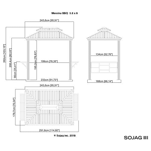 Sojag 10' x 10' Sanibel I Hardtop Gazebo Outdoor Aluminum Frame Light Grey