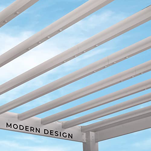 Backyard Discovery Windham 14' x 12' Galvanized Steel Pergola Kit with Shade Sail Canopy White