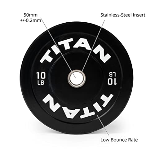 Titan Fitness Economy Olympic Bumper Plates 230 LB Set Rubber with Steel Insert Black
