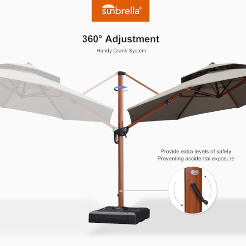 PURPLE LEAF Sunbrella 11 Feet Double Top Patio Umbrella Offset Cantilever Spectrum Graphite