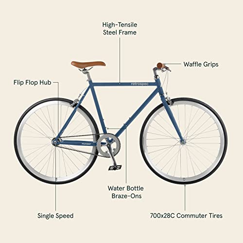 Retrospec Harper Single Speed Fixie-Style Bike Urban Commuter Bicycle Navy