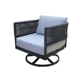 IC INTERNATIONAL CONCEPTS Outdoor Patio Woven Abaca Rope Swivel Dining Chair with Cushion Charcoal