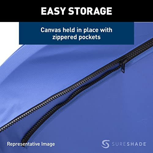 SureShade Power Pontoon Bimini Top - Clear Anodized Frame Pacific Blue