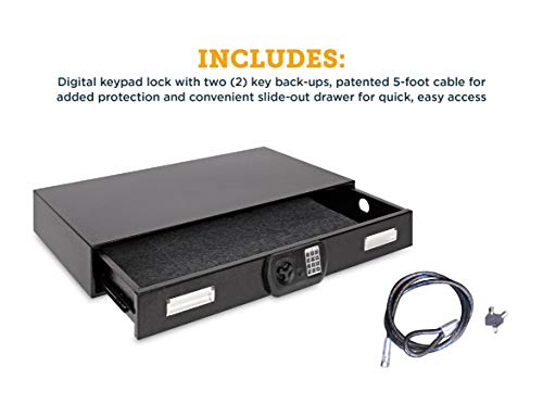 SnapSafe Under Bed Safe Large for Firearms and Valuables Black 40 x 6 x 22 Inches